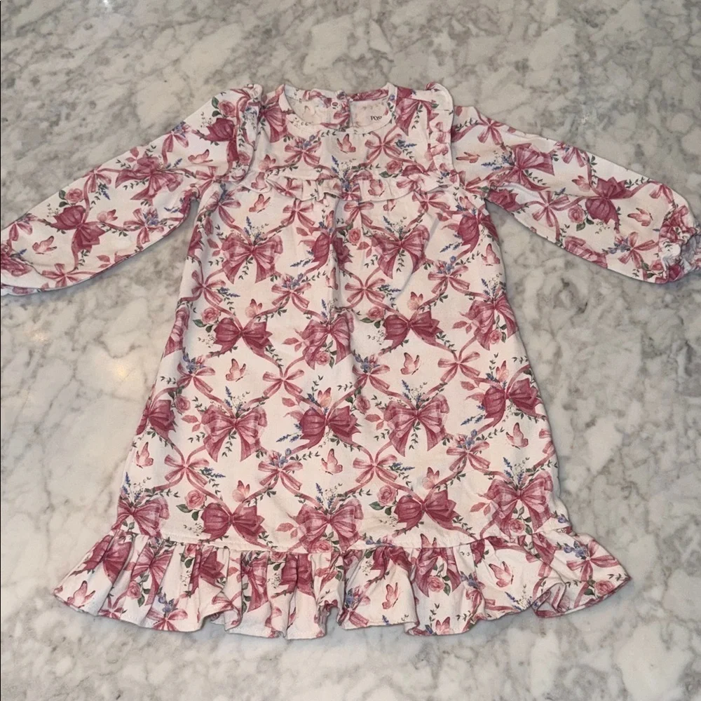 Posh Peanut Floral Pink Long Sleeve PJ Dress 2T